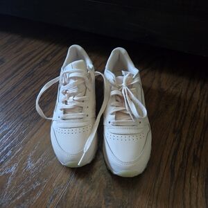 Women's Pink Cream Sneakers with Lace-Up Design Reebok